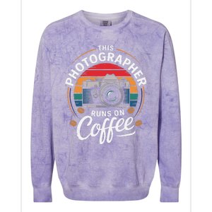 This Photographer Runs On Coffee Camera Colorblast Crewneck Sweatshirt