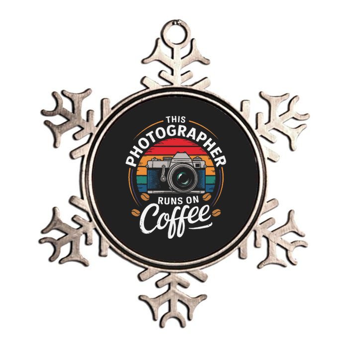 This Photographer Runs On Coffee Camera Metallic Star Ornament