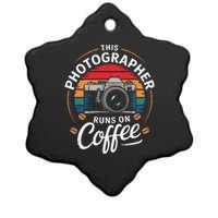 This Photographer Runs On Coffee Camera Ceramic Star Ornament