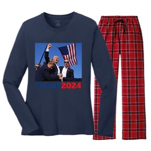 Trump Pa Rally Pennsylvania Rally Trump 2024 Women's Long Sleeve Flannel Pajama Set 