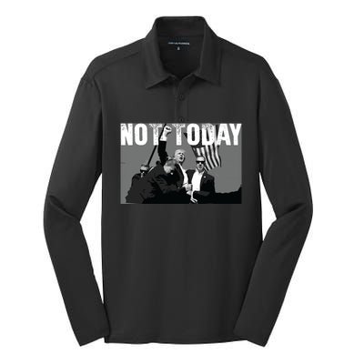 Trump Pennsylvania Rally Shooting Not Today Silk Touch Performance Long Sleeve Polo