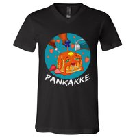 This Pancake REALLY Loves Syrup! Funny Anime Food Pun V-Neck T-Shirt