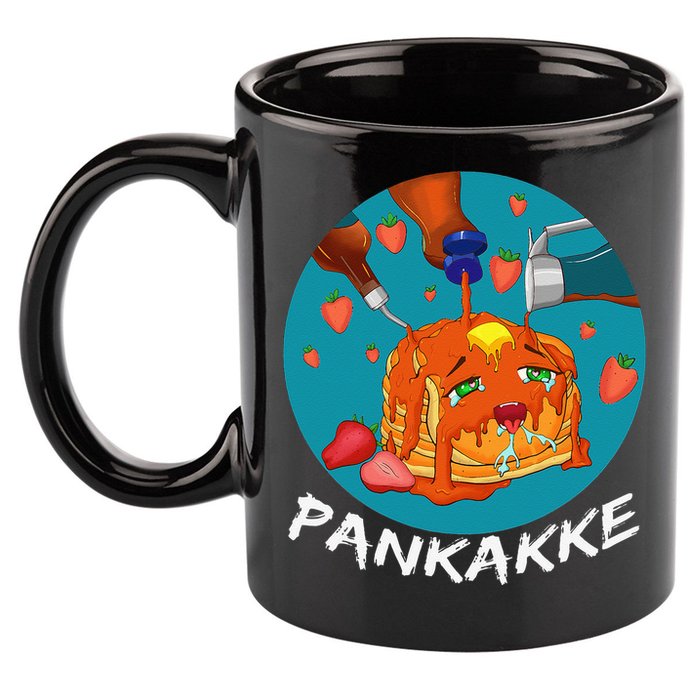This Pancake REALLY Loves Syrup! Funny Anime Food Pun 11oz C Handle Ceramic Mug