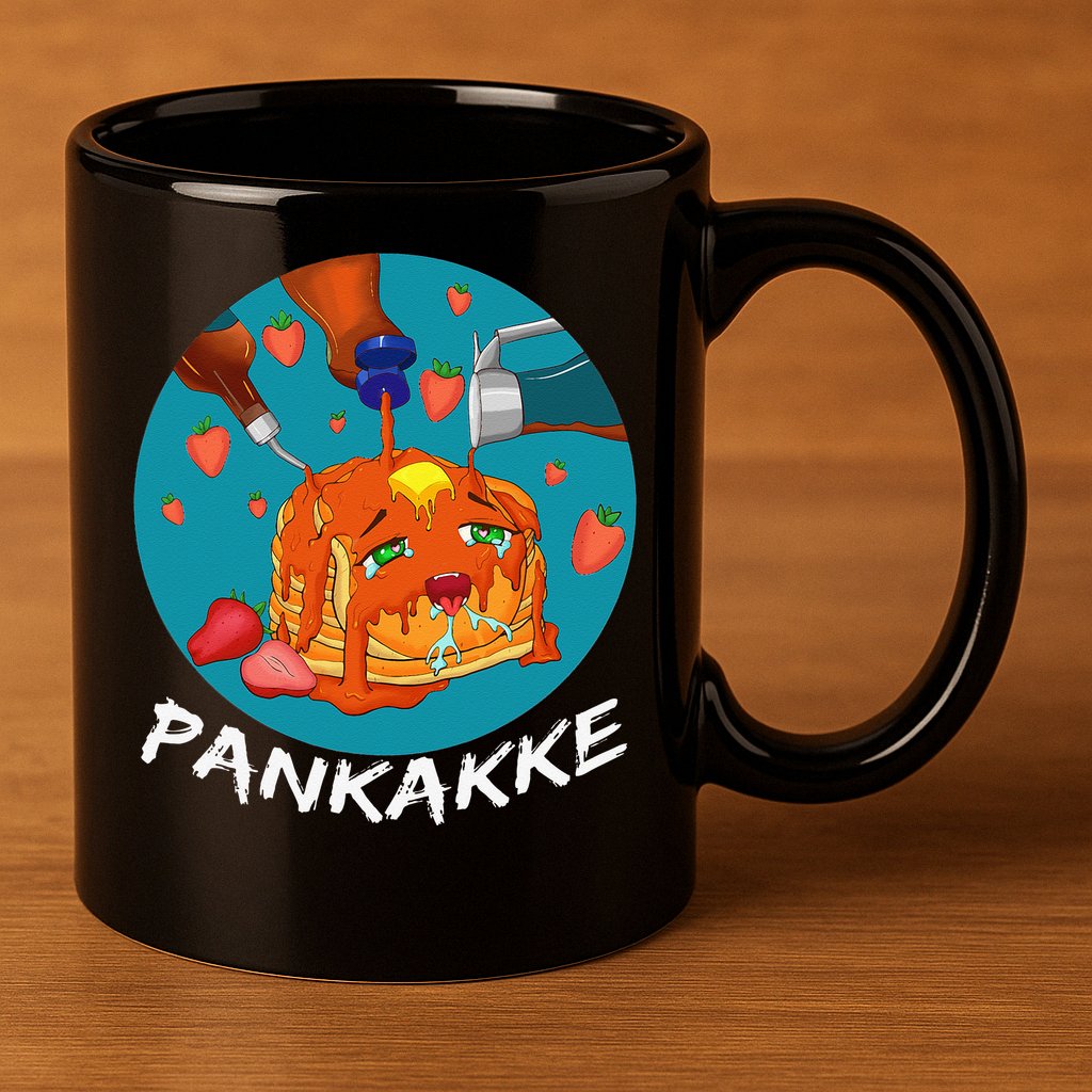 This Pancake REALLY Loves Syrup! Funny Anime Food Pun 11oz C Handle Ceramic Mug