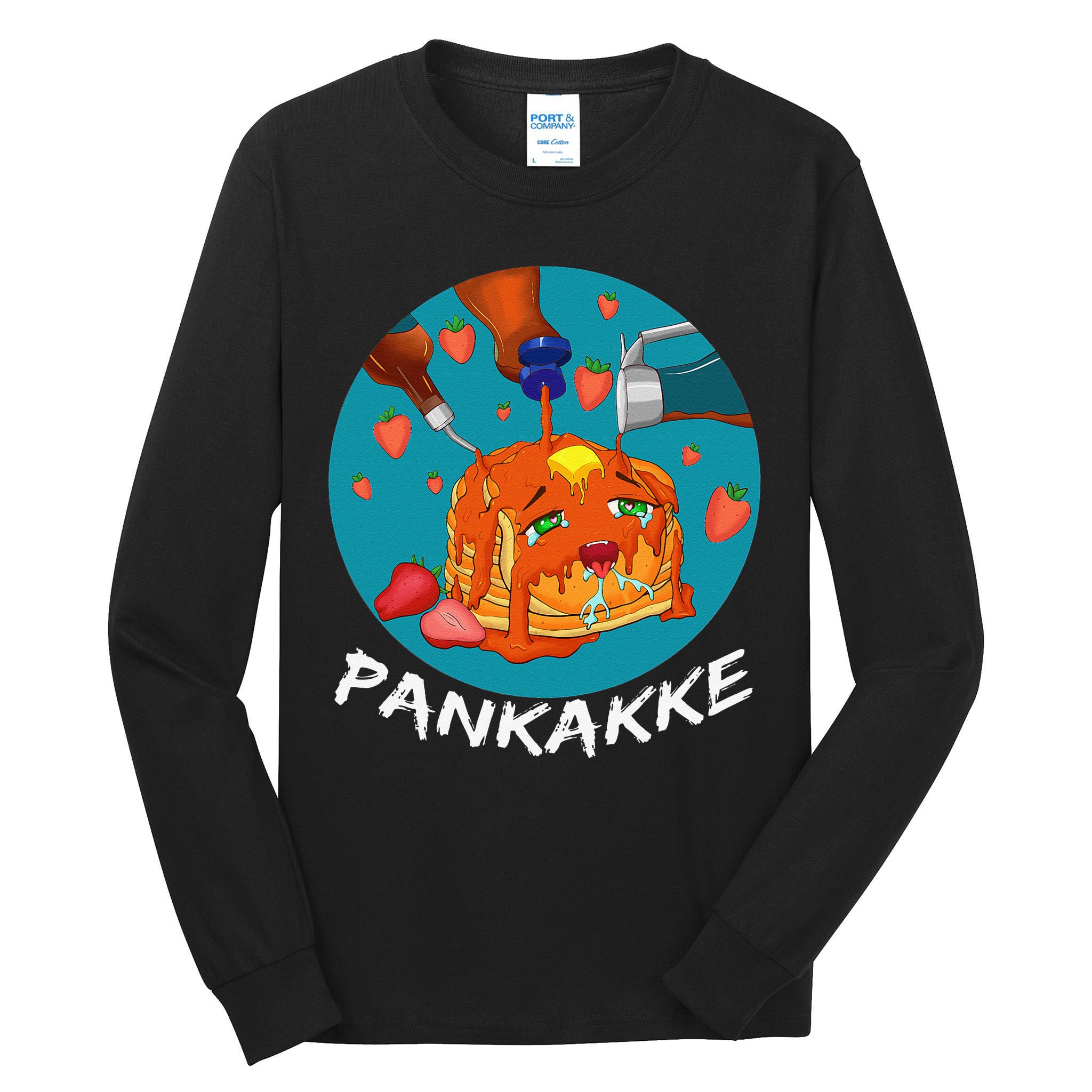 This Pancake REALLY Loves Syrup! Funny Anime Food Pun Tall Long Sleeve T-Shirt