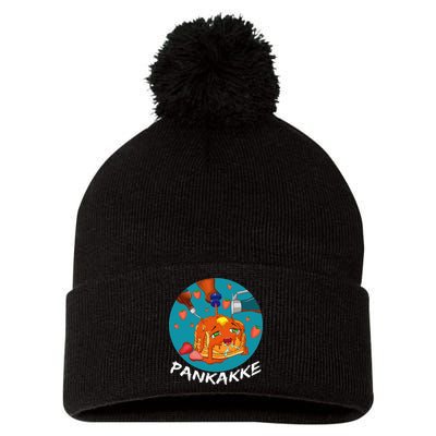 This Pancake REALLY Loves Syrup! Funny Anime Food Pun Pom Pom 12in Knit Beanie