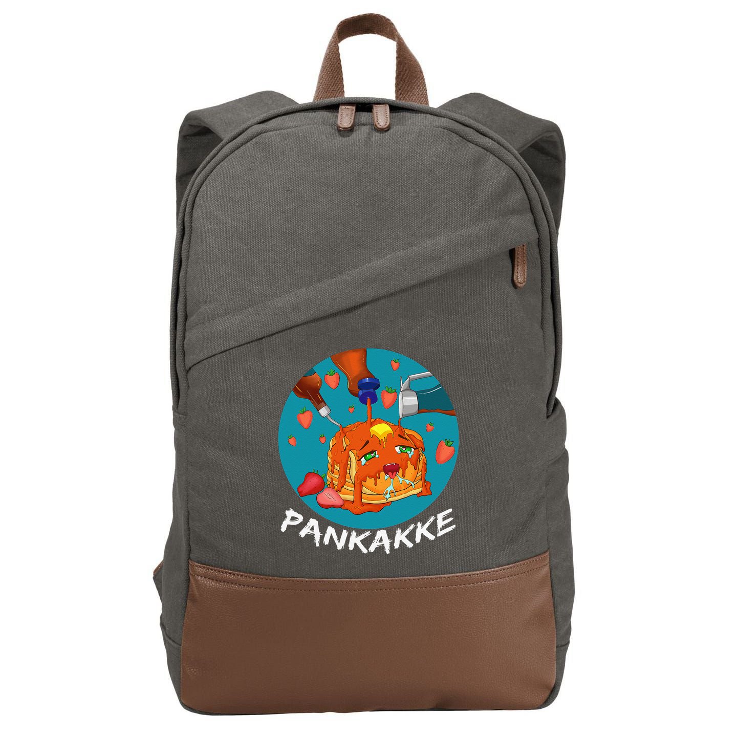 This Pancake REALLY Loves Syrup! Funny Anime Food Pun Cotton Canvas Backpack