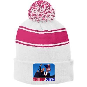 Trump Pennsylvania Rally Shooting Not Today Stripe Pom Pom Beanie