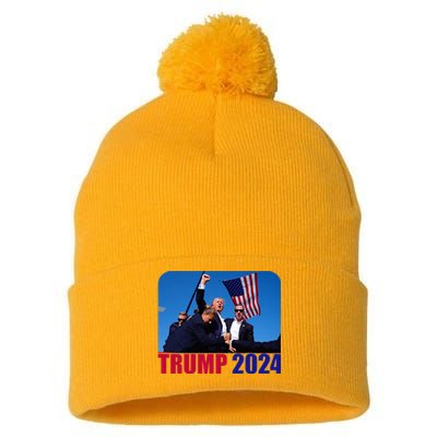 Trump Pennsylvania Rally Shooting Not Today Pom Pom 12in Knit Beanie