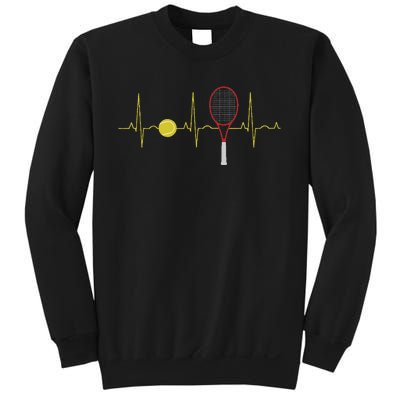 Tennis Player Retro Sport Racket & Tennis Ball Heartbeat Sweatshirt