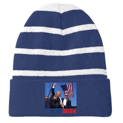 Trump Pa Rally Pennsylvania Rally Trump 2024 Striped Beanie with Solid Band