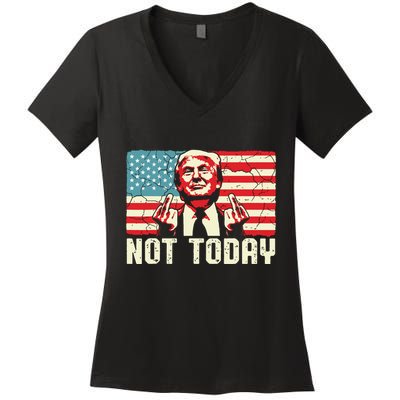 Trump Pennsylvania Rally Shooting Not Today Women's V-Neck T-Shirt