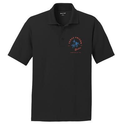 Texas Prison Rodeo Cowboy Western Gift PosiCharge RacerMesh Polo