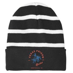 Texas Prison Rodeo Cowboy Western Gift Striped Beanie with Solid Band