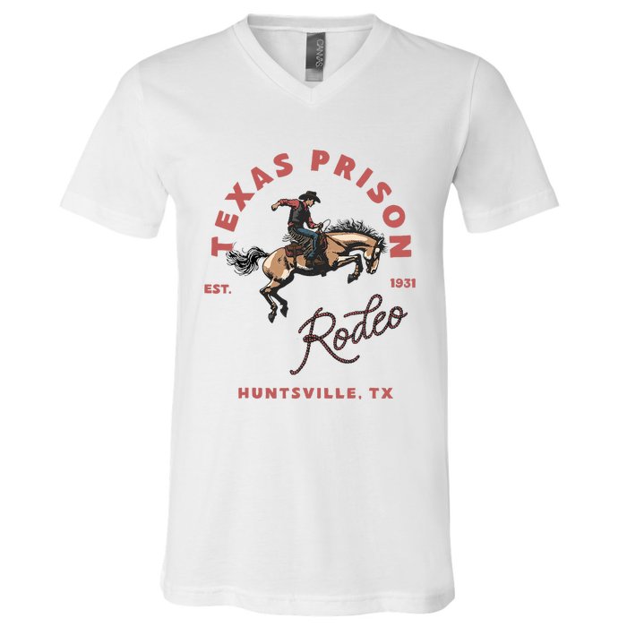 Texas Prison Rodeo Cowboy Western V-Neck T-Shirt