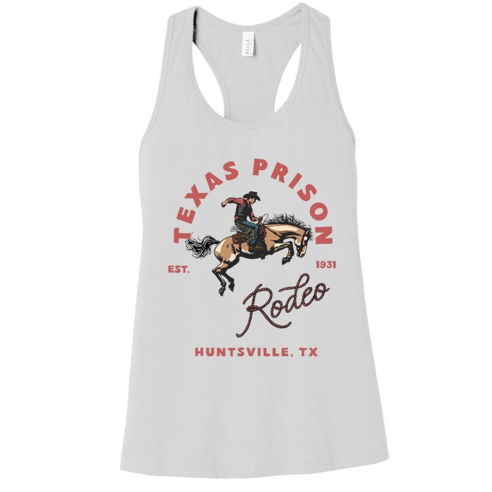 Texas Prison Rodeo Cowboy Western Women's Racerback Tank