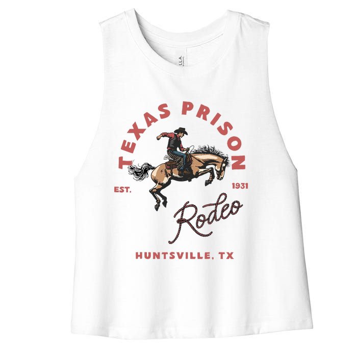 Texas Prison Rodeo Cowboy Western Women's Racerback Cropped Tank