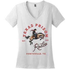 Texas Prison Rodeo Cowboy Western Women's V-Neck T-Shirt