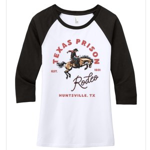 Texas Prison Rodeo Cowboy Western Women's Tri-Blend 3/4-Sleeve Raglan Shirt