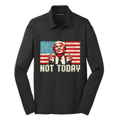 Trump Pennsylvania Rally Shooting Not Today Silk Touch Performance Long Sleeve Polo