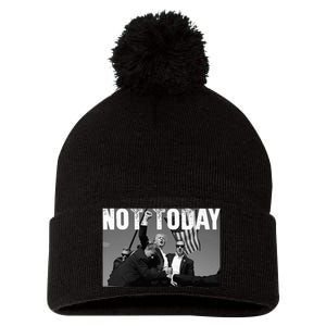 Trump Pennsylvania Rally Shooting Not Today Pom Pom 12in Knit Beanie