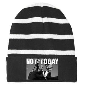 Trump Pennsylvania Rally Shooting Not Today Striped Beanie with Solid Band