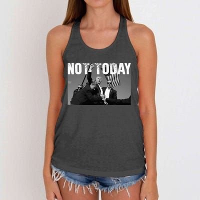 Trump Pennsylvania Rally Shooting Not Today Women's Knotted Racerback Tank