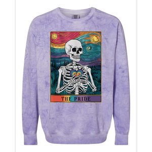 The Pride Retro Hearts Skeletons Lgbtq Month 70s Tarot Card Colorblast Crewneck Sweatshirt