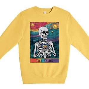 The Pride Retro Hearts Skeletons Lgbtq Month 70s Tarot Card Premium Crewneck Sweatshirt