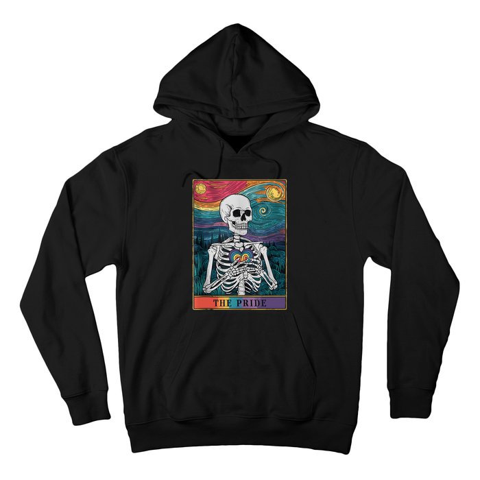 The Pride Retro Hearts Skeletons Lgbtq Month 70s Tarot Card Hoodie