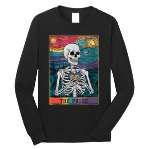 The Pride Retro Hearts Skeletons Lgbtq Month 70s Tarot Card Long Sleeve Shirt