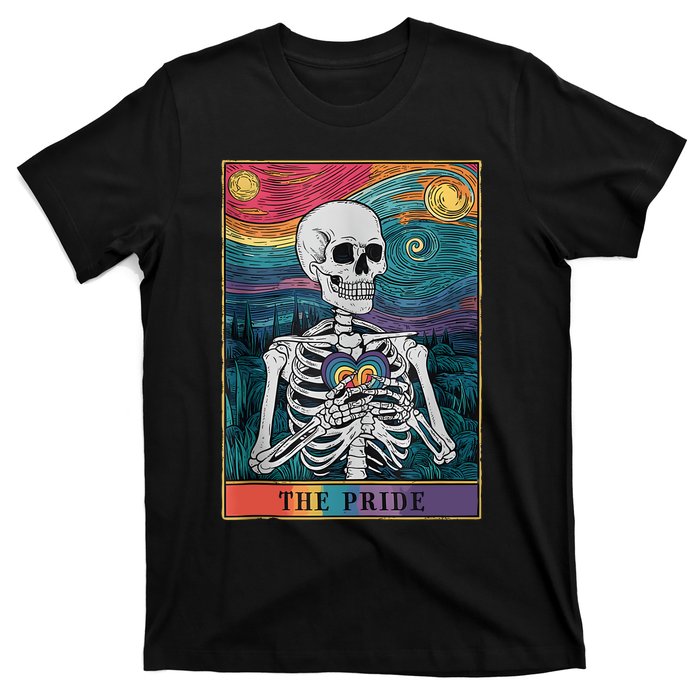 The Pride Retro Hearts Skeletons Lgbtq Month 70s Tarot Card T-Shirt