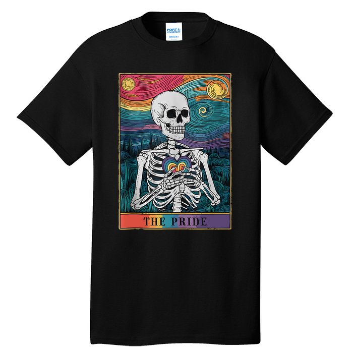 The Pride Retro Hearts Skeletons Lgbtq Month 70s Tarot Card Tall T-Shirt