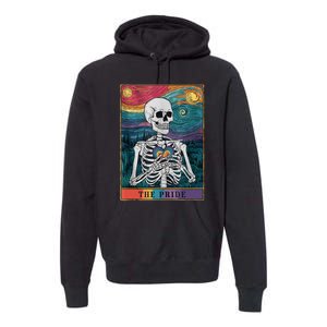 The Pride Retro Hearts Skeletons Lgbtq Month 70s Tarot Card Premium Hoodie