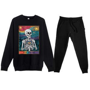 The Pride Retro Hearts Skeletons Lgbtq Month 70s Tarot Card Premium Crewneck Sweatsuit Set