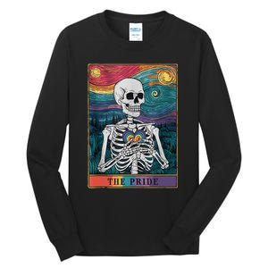 The Pride Retro Hearts Skeletons Lgbtq Month 70s Tarot Card Tall Long Sleeve T-Shirt