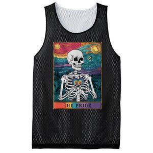 The Pride Retro Hearts Skeletons Lgbtq Month 70s Tarot Card Mesh Reversible Basketball Jersey Tank