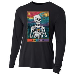 The Pride Retro Hearts Skeletons Lgbtq Month 70s Tarot Card Cooling Performance Long Sleeve Crew