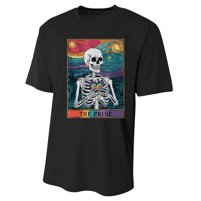 The Pride Retro Hearts Skeletons Lgbtq Month 70s Tarot Card Performance Sprint T-Shirt