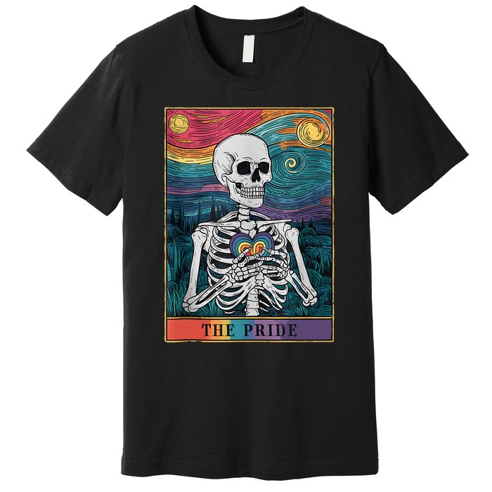 The Pride Retro Hearts Skeletons Lgbtq Month 70s Tarot Card Premium T-Shirt