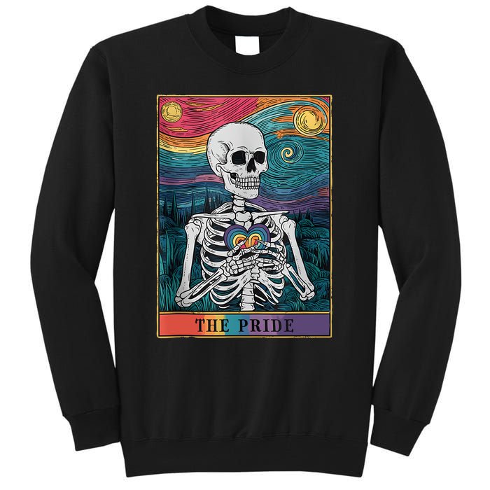 The Pride Retro Hearts Skeletons Lgbtq Month 70s Tarot Card Tall Sweatshirt