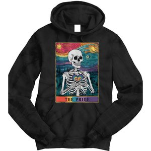 The Pride Retro Hearts Skeletons Lgbtq Month 70s Tarot Card Tie Dye Hoodie