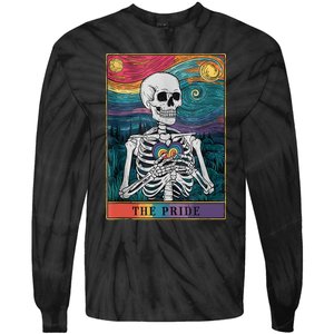 The Pride Retro Hearts Skeletons Lgbtq Month 70s Tarot Card Tie-Dye Long Sleeve Shirt