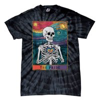 The Pride Retro Hearts Skeletons Lgbtq Month 70s Tarot Card Tie-Dye T-Shirt