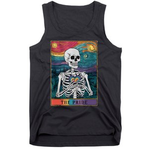 The Pride Retro Hearts Skeletons Lgbtq Month 70s Tarot Card Tank Top