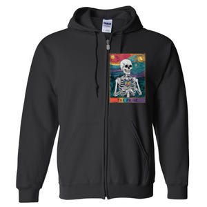 The Pride Retro Hearts Skeletons Lgbtq Month 70s Tarot Card Full Zip Hoodie