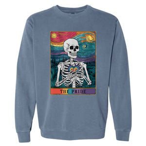 The Pride Retro Hearts Skeletons Lgbtq Month 70s Tarot Card Garment-Dyed Sweatshirt