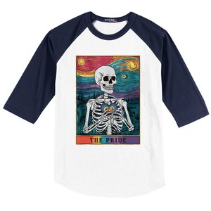 The Pride Retro Hearts Skeletons Lgbtq Month 70s Tarot Card Baseball Sleeve Shirt