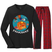 This Pancake REALLY Loves Syrup! Funny Anime Food Pun Women's Long Sleeve Flannel Pajama Set 