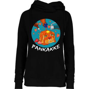 This Pancake REALLY Loves Syrup! Funny Anime Food Pun Womens Funnel Neck Pullover Hood